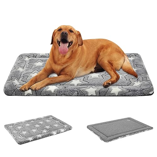 EMPSIGN Dog Crate Pad - Reversible Kennel Mat (Cool & Warm), Machine Washable, Cozy Star Pattern Sleeping Pad for Small Medium Large Dogs, All-Season Pet Bed, Suitable for 42"x28" Dog Crate, Grey - color: Grey with Star Pattern, size: XL (40.9"x28"x1.1")