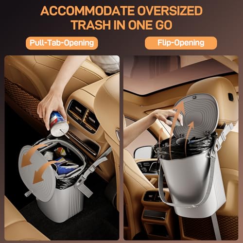 Waretary Trash Can for Car Garbage: Leakproof Silicone Car Waste Bin w/Lid for Drivers and Passengers; 2 Gallon Garbage Container for Vehicle, Sedan, SUV, Van, MPV & Truck (Gray) - color: Gray
