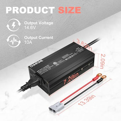 12V 10A Lithium Battery Charger 14.6V AC-DC LiFePO4 Battery Charger with Anderson Connector LED Indicator for Deep Cycle Rechargeable Batteries of RV,Home,Solar Systems - size: 14.6V 10AH charger