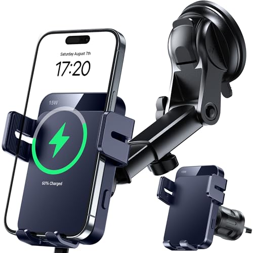 MOKPR Wireless Car Charger, 15W Auto Clamping Car Charger Dash Windshield Air Vent Phone Holder Compatible with iPhone 16 15 14/13/13 Pro/12 pro/12/11/X/8, Samsung S24/S23/S22 - color: Royal blue
