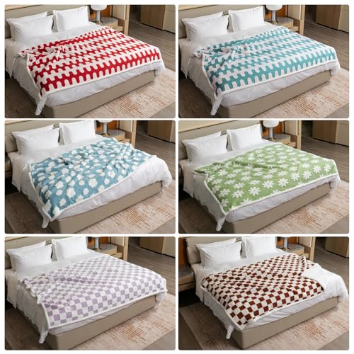 Waterproof 85x85in Pet Blanket Red Stylish Jacquard Sharpa Fleece Dog Blankets for King Size Bed Couch Sofa Covers Furniture Protection Washable Reversible Covers (Red Wave,XXL) - color: Red Wave, size: XXL-216*216cm(85*85in)