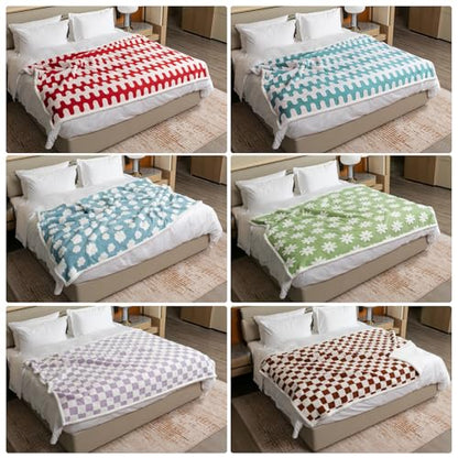 Waterproof 85x85in Pet Blanket Red Stylish Jacquard Sharpa Fleece Dog Blankets for King Size Bed Couch Sofa Covers Furniture Protection Washable Reversible Covers (Red Wave,XXL) - color: Red Wave, size: XXL-216*216cm(85*85in)