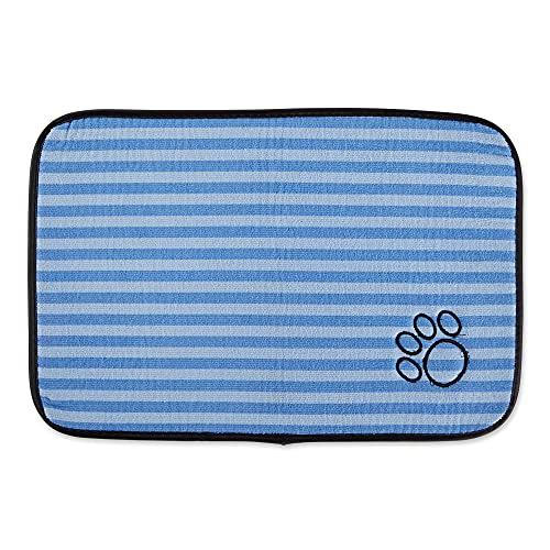 Bone Dry Machine Washable, Ultra Absorbent Pet Mat, 12x18, Blue Stripe - color: Blue Stripe, size: 12"L x 18"W