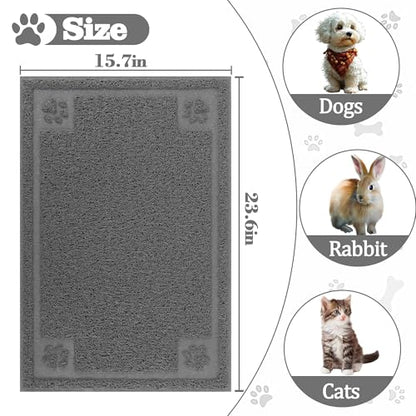 Darkyazi Pet Feeding Mat Large for Dogs and Cats,24"×16" Flexible and Easy to Clean Feeding Mat,Best for Non Slip Waterproof Feeding Mat. (Grey) - color: Grey