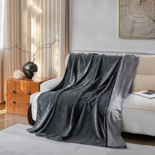 YISURE Waterproof Blanket for Couch Sofa Bed, 60"x40", Small Water Resistant Blankets for Pet Leakproof, Washable, Reversible & Reusable, (Slate Grey/Cool Grey) - color: Slate Grey/Cool Grey, size: 60x40 in