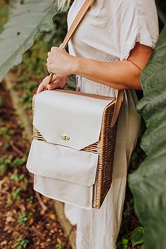 PICNIC TIME Corsica Wine and Cheese Picnic Basket - Tote Bag - Gift for Wine Lovers, (Beige Canvas), 12 x 7 x 17 (Pack of 2) - size: 9.75 x 6.5 x 13.75 (Pack of 2), style: Corsica Wine & Cheese Picnic Basket, 2-Bottle Wine Carrier