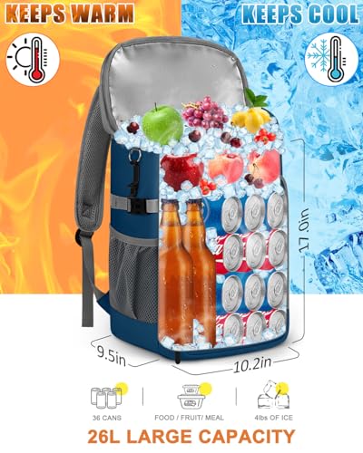 Capolo 36/45 Cans Cooler Backpack Insulated Waterproof for Women Men Lunch Backpack Coolers Leak Proof Soft Cooler Bags - color: Leather Blue, size: 36 Cans