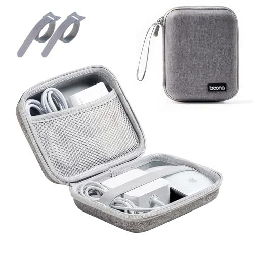 Small Travel Carrying Storage Case, 4.4"x4.4" Charger Organizer, Pouch compatible with MacBook Power Adapter, Laptop Accessories Cables, Cords, USB Drives, Earphones - color: Grey-Medium-EVA