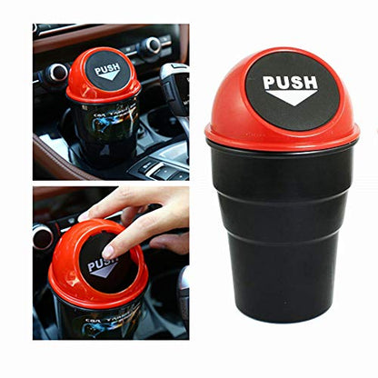 Mini Car Auto Garbage Trash Can Automotive Vehicle Waste Storage Fits Cup Holder for Office Desk Trash Can (Red) - color: Red