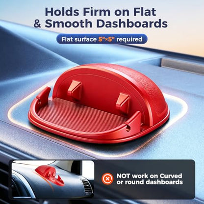 Loncaster Car Phone Holder, Car Phone Mount Silicone Car Pad Mat for Various Dashboards, Slip Free Desk Phone Stand Compatible with iPhone, Samsung, Android Smartphones, GPS Devices and More (Red) - color: Red