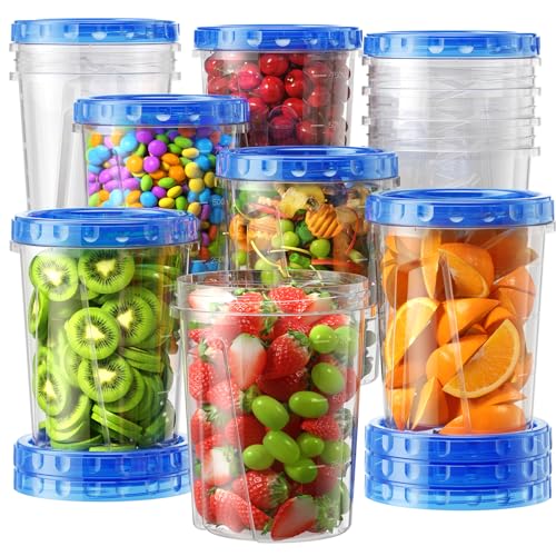 BiuLeon 12 Pack-33oz Freezer Storage Containers, Plastic Food Storage Containers with Twist Top Lids, BPA Free and Reusable Soup Containers with Lid, Microwave and Dishwasher Safe - color: 12Pack-33oz