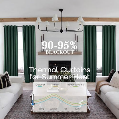SHINELAND Black Out Living Room Darkening Curtains 72 Inches Long Emerald Green Bedroom Curtains,Blackout Curtains for Living Room 72 Inch Length 2 Panels Set Back Tab/Rod Pocket - color: Emerald Green, size: 52"W x 72"L (Pack of 2)