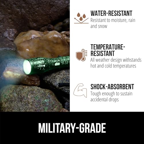 GORILLA GRIP Powerful LED Tactical Flashlight, 750 FT High Lumens 5 Adjustable Modes, Water Resistant, Ultra Bright Zoom Flashlights, Small Mini Flash Light, Camping, Night Dog Walking, Green - color: Hunter Green