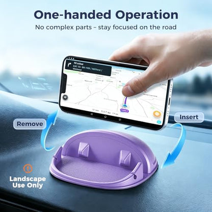 Loncaster Car Phone Holder, Car Phone Mount Silicone Car Pad Mat for Various Dashboards, Slip Free Desk Phone Stand Compatible with iPhone, Samsung, Android Smartphones, GPS Devices More (Purple) - color: Purple