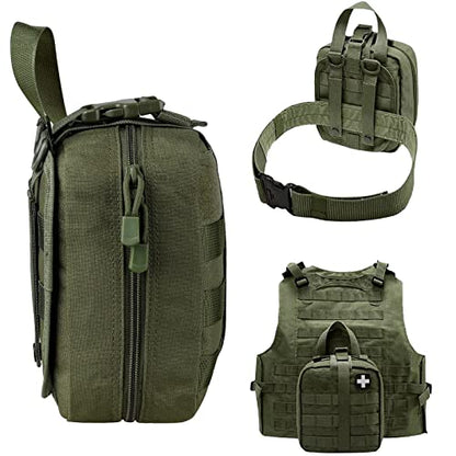 LIVANS 1000D First Aid Bag Empty Medical Ifak Pouch Molle EMT Pouches Rip-Away Tactical Military Trauma Emergency Medic Bag - color: Army Green(7.1"l X 3.5"w X 8"h)