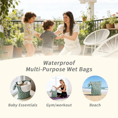 Happy Flute 3 Set Wet Bag Storage Bag Zipper Waterproof Washable | Travel Bags, Beach, Pool, Gym Bag for Cloth Diaper, Swimsuits & Wet Clothes for Baby,11.8x15.7inch - color: YMX002-S13