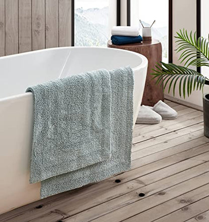 Eddie Bauer - Bathroom Rug, 100% Soft Plush Tufted Cotton Bath Rug, Highly Absorbent, Quick-Dry, and Skid-Resistant Backing (Logan Green, 2 Piece) - color: Green, style: 2 Piece