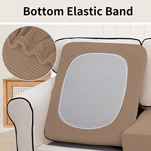 Easy-Going Stretch Individual Loveseat Couch Cushion Cover Sofa Cushion Furniture Protector Sofa slipcover Soft Flexibility with Elastic Bottom (2-piece Loveseat Cushion Cover, Camel) - color: Camel, size: 2-piece
