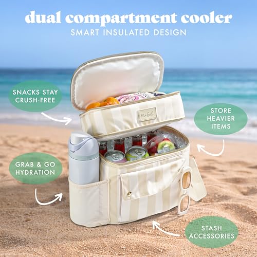 Fit & Fresh Sidekick Insulated Cooler Bag – Dual Compartment Leakproof Soft Sided Lunch Cooler, Small Cooler Bag with Crossbody Strap, 15 Can Capacity for Work, Beach & Travel, Pina Colada Cabana - color: Pina Colada Cabana