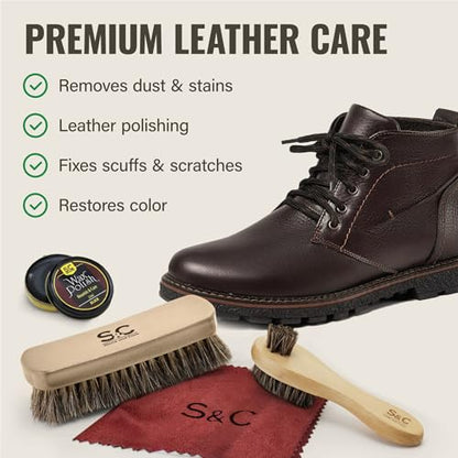 Stone and Clark Original Shoe Polish & Care Kit - Leather Shoe Shine Kit for Men & Women - style: Dark Brown