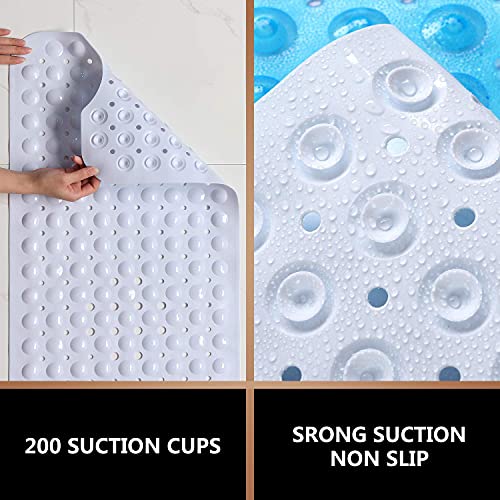 Sheepping Baby Bath Mat Non Slip Extra Long Bathtub Mat for Kids 40 X 16 Inch - Eco Friendly Bath Tub Mat with 200 Big Suction Cups,Machine Washable Shower Mat (White) - color: White