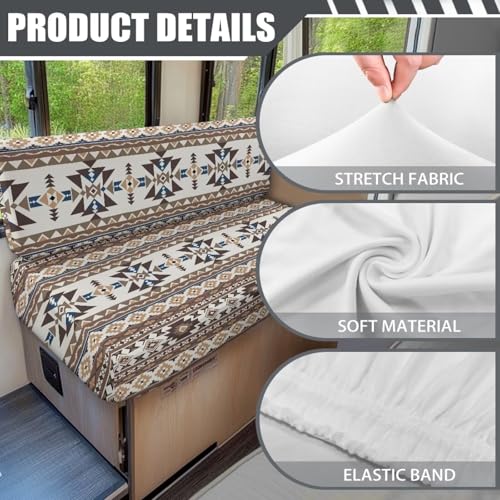 RV Dinette Cushion Covers Aztec Tribal Geometric Camper Cushion Cover 2 Pack RV Seat Covers Dinette Booth Cushions Stretchable Washable Couch Cover for RV Camper Car Bench Replacement - color: Aztec Tribal Geometric