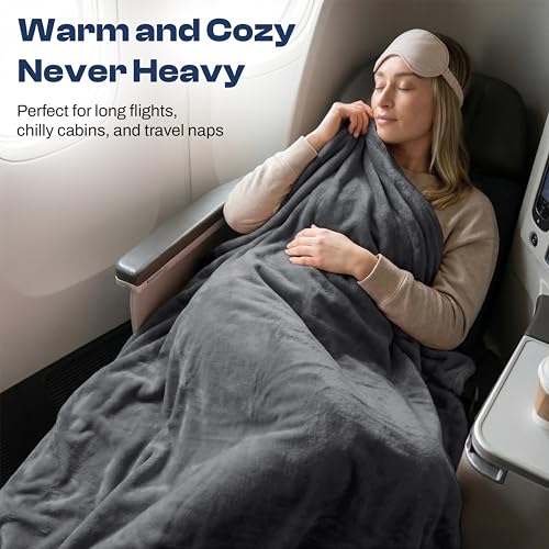 EverSnug Travel Blanket and Pillow - Premium Soft 2 in 1 Airplane Blanket with Soft Bag Pillowcase, Hand Luggage Sleeve and Backpack Clip (Grey) - color: Grey