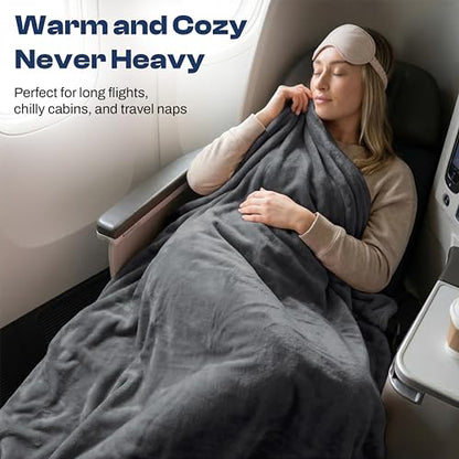 EverSnug Travel Blanket and Pillow - Premium Soft 2 in 1 Airplane Blanket with Soft Bag Pillowcase, Hand Luggage Sleeve and Backpack Clip (Grey) - color: Grey
