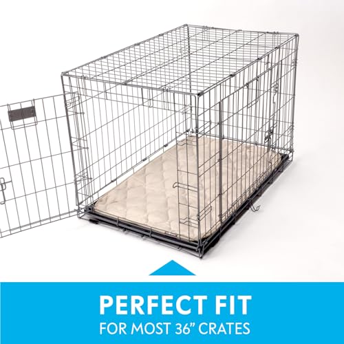 Paw Inspired Washable Padded Crate Mats for Dogs | 35” x 22” Pad, Fits 36-inch Kennels | Leakproof, Waterproof Bottom, Plush Pet Beds (Tan) - color: Tan, size: 36 Inch