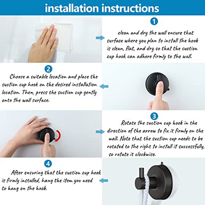 DGYB Suction Cup Hooks for Shower 2 Packs Black Towel Hooks for Bathrooms Wall Robe Loofah Hook for Hanging - color: NEW-Black 2Pcs