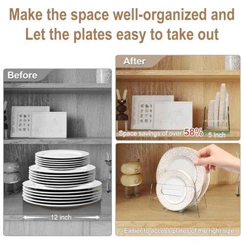 Boloyo Acrylic Disposable Plate Dispenser, Clear Plate Dispenser for 5-12 Inches Paper Plastic Foam Plate Storage Organizer Rack Holder for Cabinet, Countertop, Rv or Outdoor Use