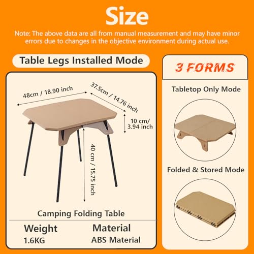 Foldable Camping Table, Portable Dual-Height Adjustable Aluminum Alloy Side Table (3.9"/15.7") with Storage Bag, Suitable for Outdoor Camping, Fishing, Picnics, BBQ, and Hiking (Khaki)