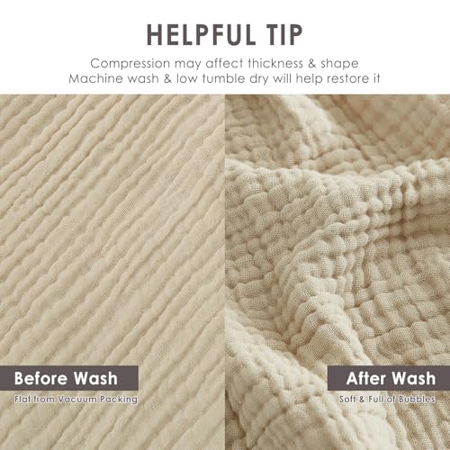 EMME Cotton Throw Blanket for Couch Soft Muslin Blankets 50"x60" Lightweight Breathable Blanket Beige All Season Gauze Blanket - color: 02 - Beige, size: Throw (50" x 60")
