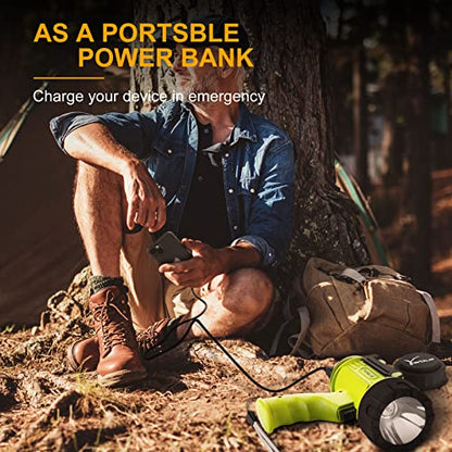YIERBLUE Rechargeable Spotlight Flashlight with 2000,000 High Lumen LED, IP67 Waterproof Long Running Spot Light searchlight, Impact Resistant Handheld Spotlight with Foldable Stand and Red Lens - color: Fluoresce-Pro