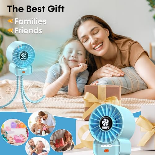 AMTIFO Blue Baby Fan - USB Rechargeable, Quiet, Adjustable Speed, Portable Cooling Fan for Baby Stroller, Car Seats, Nurseries, and Outdoor Activities - Long Battery Life, Turbo Airflow - color: Blue