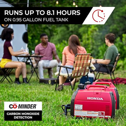 Honda EU2200i 2200 Watt Inverter Generator, Super Quiet 120V Gas Powered Portable Generator for Camping or Home Backup Power Supply, Up to 8.1 Hour Run Time (EU2200ITAN)