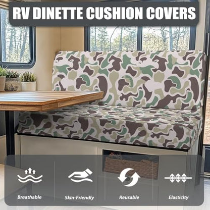 SEANATIVE Camouflage RV Dinette Cushion Covers Stretch Camper Cushion Cover Booth Seats Washable Sofa Furniture Protector Replacement Slipcovers for Travel Trailer Couch - color: Camouflage