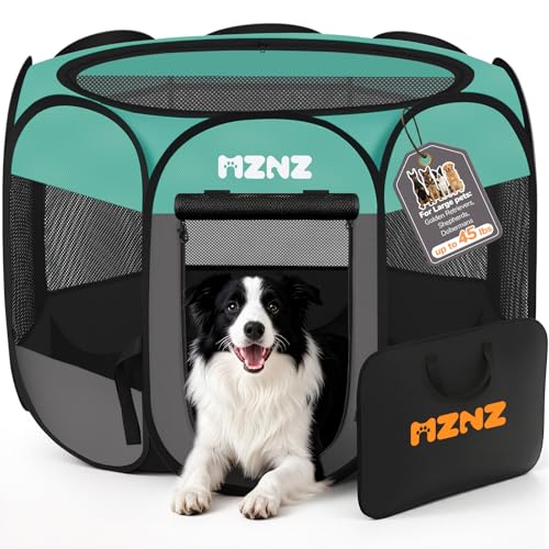 Dog Playpen, Portable Puppy Pet Crate Indoors for Small/Medium/Large Dogs Cats Rabbits, Foldable Dog Cage Enclosure for Outdoor, Pop Up Dogs Tent Kennel with Carrying Case, Blue - color: Blue, size: Large (45"L x 45"W x 23"H)