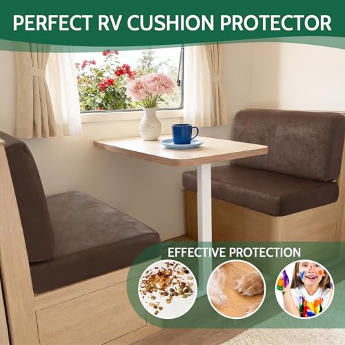 FUANGUI RV Dinette Cushion Covers Stretch Camper Cushion Cover Booth Seats Replacement RV Cushion Covers Washable Sofa Furniture Protector - color: Crackle-coffee