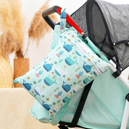 Happy Flute 3 Set Wet Bag Storage Bag Zipper Waterproof Washable | Travel Bags, Beach, Pool, Gym Bag for Cloth Diaper, Swimsuits & Wet Clothes (EF696) - color: EF696