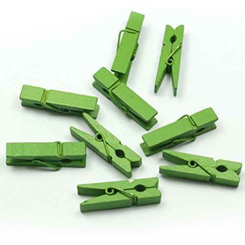100pcs/Set Mini Colored Wooden Clips for Photo Clips Clothespin Paper Peg Pin Craft Decoration Clips Pegs Wedding Decoration (Green) - color: Green