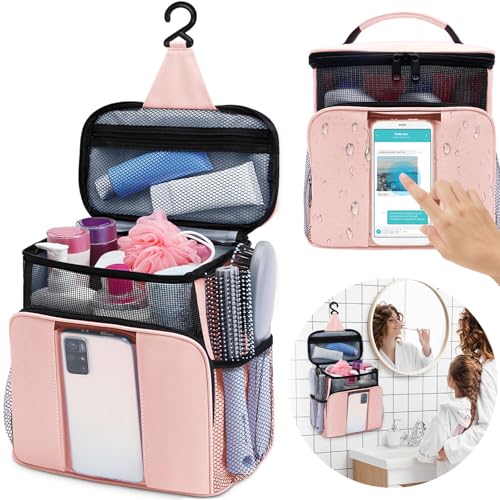 Mesh Shower Caddy,Portable HangingTravel Toiletry Bag Dorm Room Essentials for College Students Girls,Large Makeup Organizer for Full-Sized Toiletries,Travel Essentials for Women Girls Camping Beach - color: Nude Pink