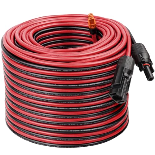 MOOKEERF Solar to XT60i Cable 10AWG - 150FT Solar Panel to XT60i Adapter Connector XT60i-F Extension Cable for Portable Power Station Solar Generator - size: 150FT
