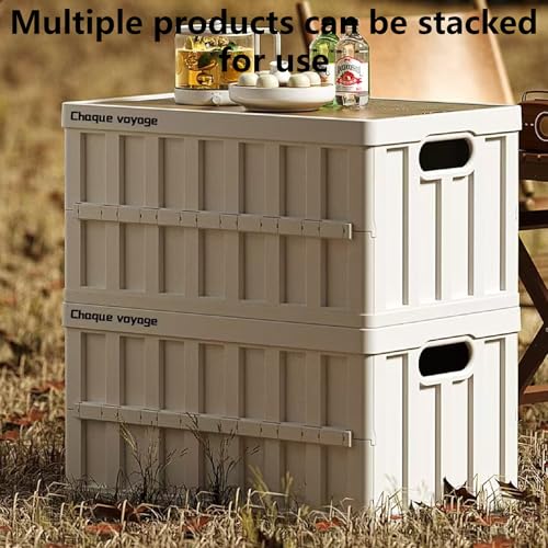 7.93-13.21 gallon large capacity camping folding box storage box organizing box, suitable for home, outdoor camping, car use - black, white, green (White stripes, 16.5x11x8.6)
