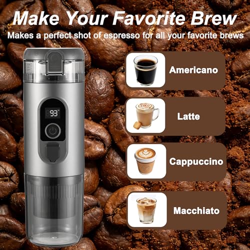 Portable Electric Espresso Machine Self-Heating Travel Coffee Maker 2-in-1 Compatible with Ground Coffee & NS Capsules for Camping, RV, Car, Hiking & Office, Gray - color: Gray
