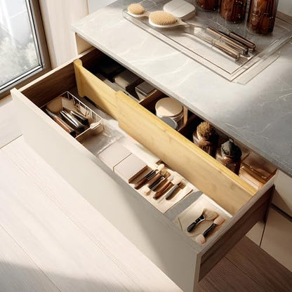 VaeFae 3 Pack Bamboo Drawer Dividers, 4" High Adjustable 16.6" - 21.8" Clothes Drawer Organizers, Expandable Separators for Bedroom/Bathroom/Kitchen/Office Storage - size: 4''H, 16.6''-21.8''L, 3 Pack
