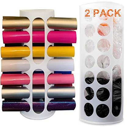 Lunies Grocery Bag Holder - Wall Mount Hanging Trash Bag Organizer for Kitchen (Large Capacity, 2-pack) - color: White 2 Pack