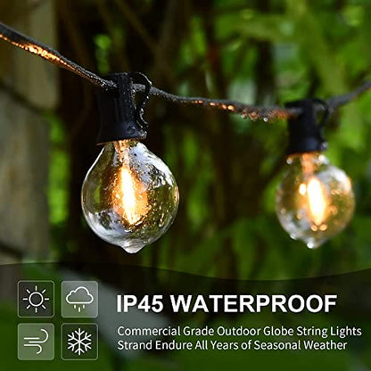 Outdoor String Lights 200FT 2-Pack LED Outside Waterproof Patio Lights Backyard Heavy-Duty Shatterproof Plastic G40 Bulbs 0.6W Efficient Connectable Globe Light Decor Yard Café Exterior - size: 200FT