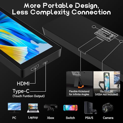 AISHICHEN Mini Monitor for PC, Upgraded 8.8 Inch Small Touchscreen Monitor 1920x480 Stretched Bar Monitor, Sensor Panel Temperature LCD Display, IPS USB Mini Screen for RPi, AIDA64 ARGB Computer Case - size: 8.81
