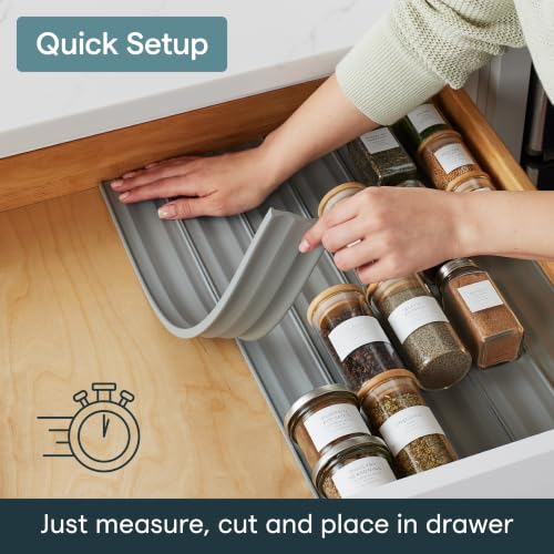 YouCopia SpiceLiner Spice Rack Drawer Organizer (Universal Fit 10’ Roll),Gray - color: Gray